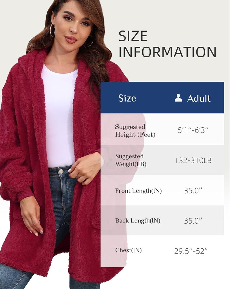 Argstar Hooded Cardigan for Women and Men, Oversized Sweatshirt Fuzzy Fleece Blanket Hoodie Jacket - One Size Fits All - Image 5